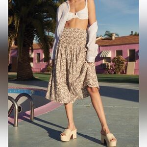 RAILS‎ Selena Midi Smocked Skirt Cafe Floral Size XS